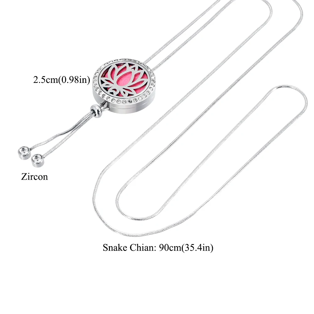Ароматерапия эфирное масло ожерелье из нержавеющей стали диффузор медальон войлочные подушечки 35,5 дюйма Регулируемая змеиная цепочка парфюм кулон