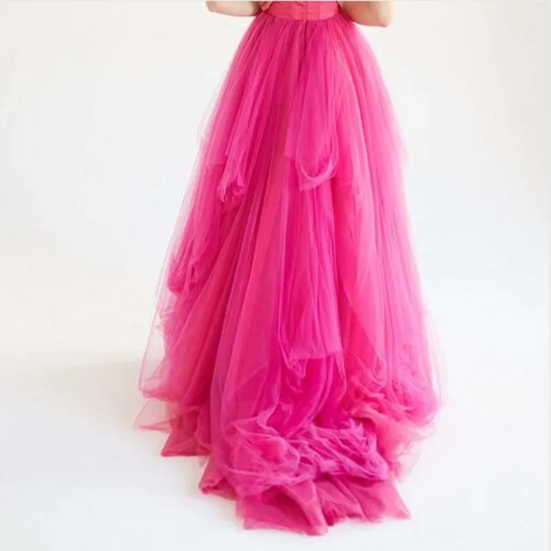 Fuchsia Puffy Long Tulle Skirts Women Zipper Style Female Tutu Skirt For Adult Photoshoots Custom Made Any Color Saias Free