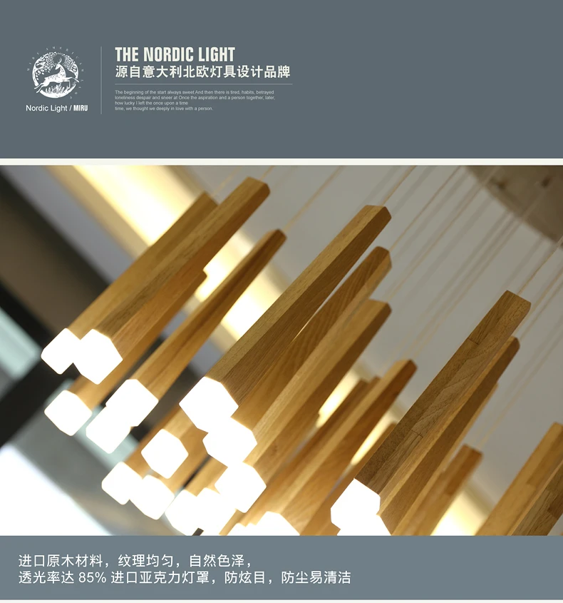 33 см вертикальные деревянные потолочные светильники для лестницы, кухни, акриловый кубический абажур 4x4 см
