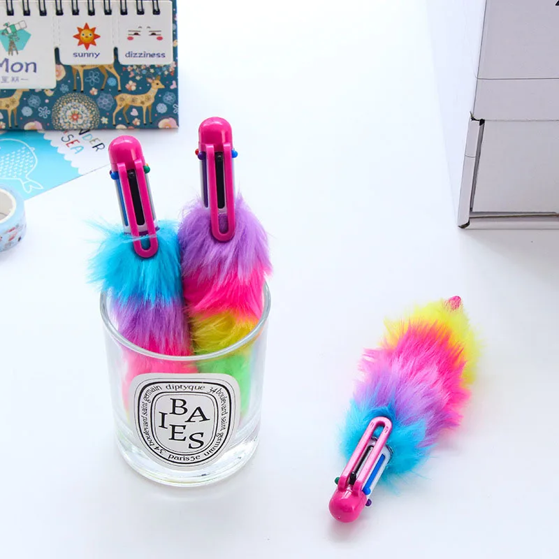 Escolar de Escritório Criativo Cores Plush Aquecimento Plástico Arco-íris Esferográfica Canetas Moda Material Bonito Negócio Escrita 10 Pçs 6 3 de escritório bonito negócio escrita canetas