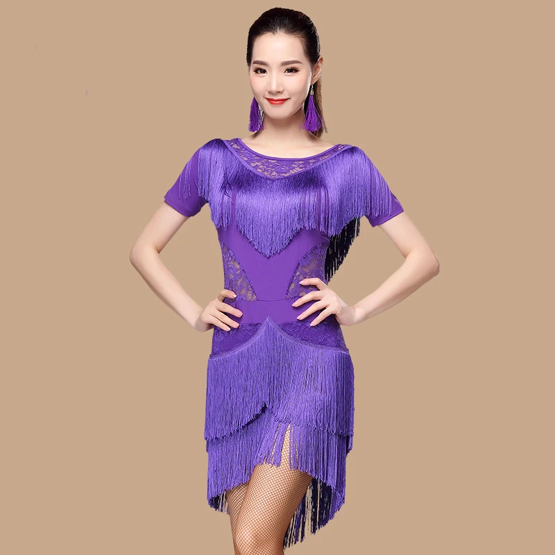 Latin dance clothing tassel dress adult female autumn new Latin