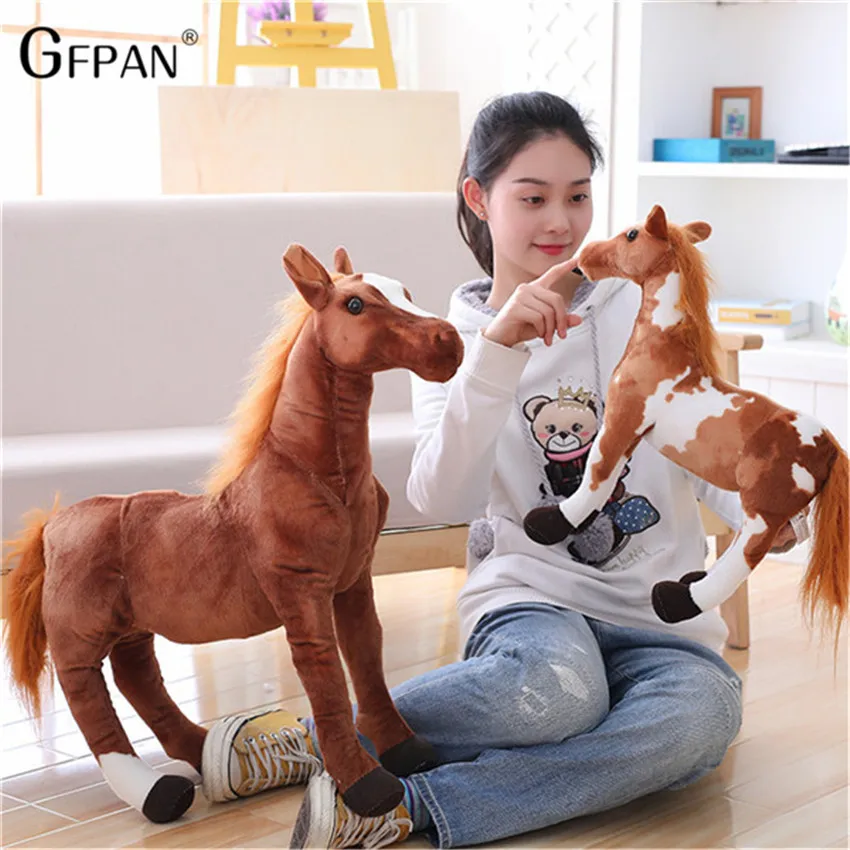 Giant 60 75cm Simulation Horse Plush Toys Cute Stuffed Animal Doll Soft