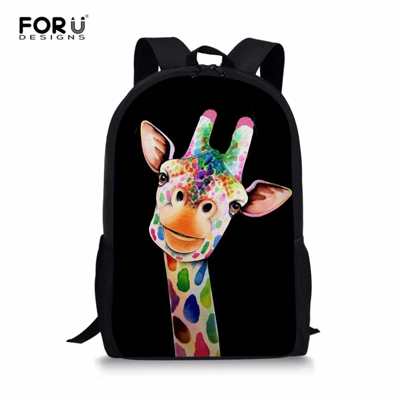 FORUDESIGNS/Школьный рюкзак с жирафом для девочек и мальчиков, Детский комплект школьных сумок на заказ, детский рюкзак-мешок для книг, escolares infantiles - Цвет: Z4073C