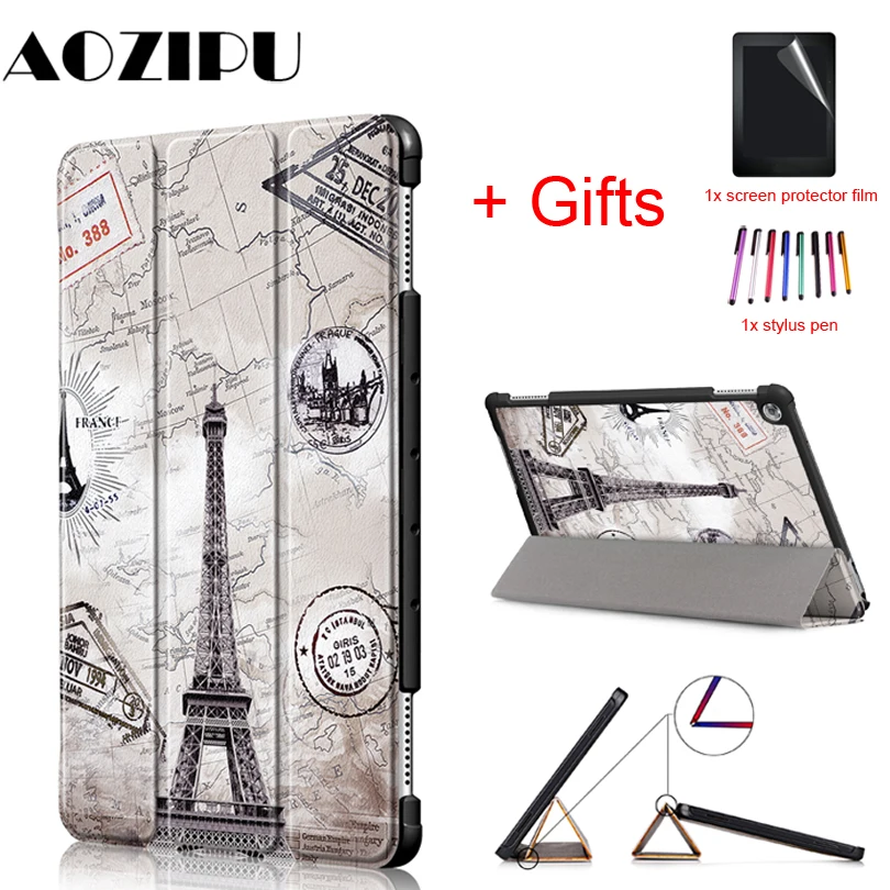 

Smart Magnet Case for Huawei MediaPad M5 lite 10 BAH2-W19 BAH2-L09 BAH2-W09 10.1inch Tablet Auto Sleep/Wake Funda Cover+Film+Pen