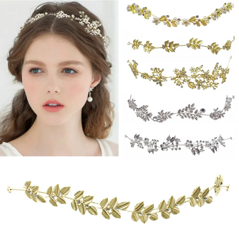 

Vintage Bohemia Leaf Flower Headband Hair Vine Bridal Crystal Hairband Bride Headpiece Prom Wedding Hair Ornaments for Women BH