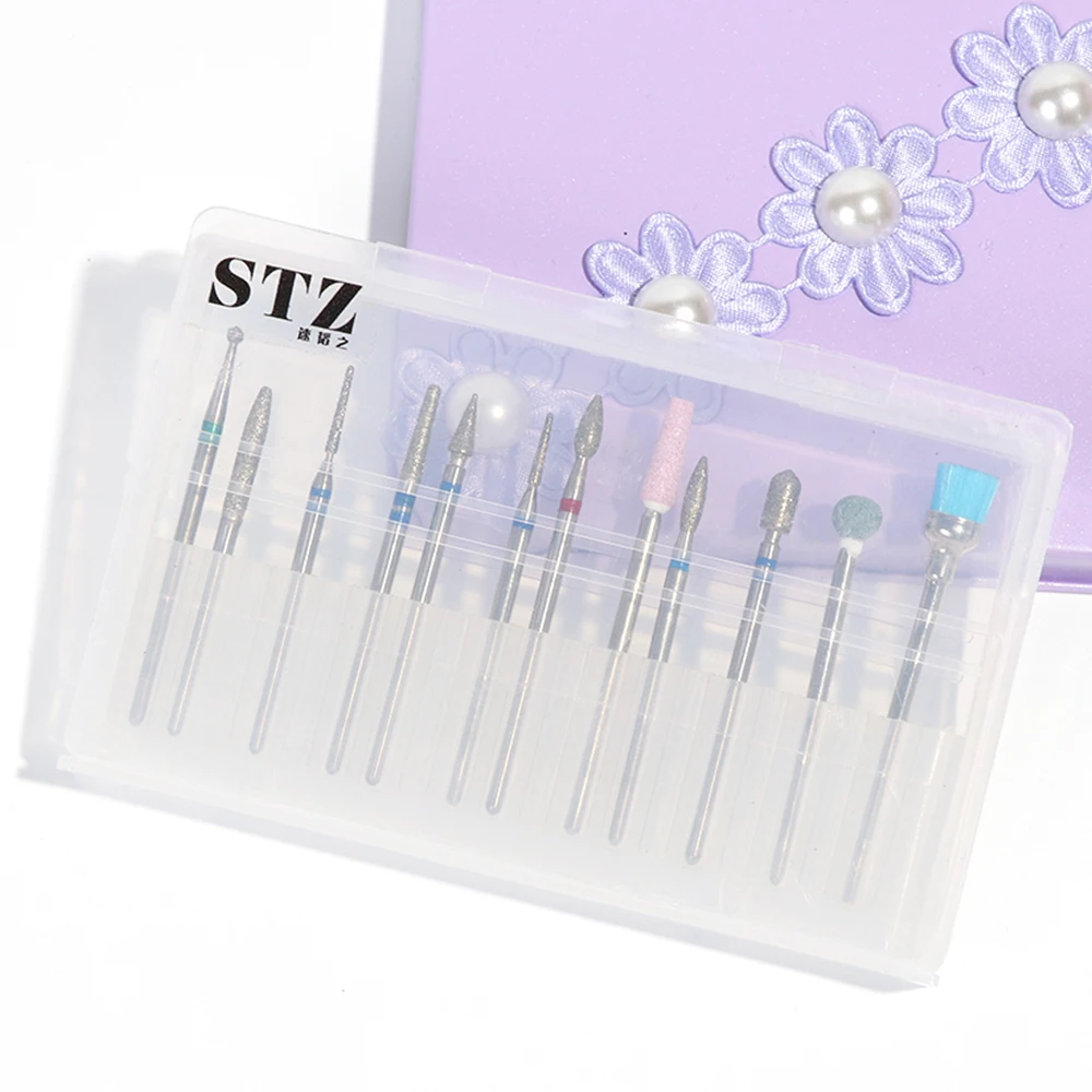 

1 Set 12 Types Diamond Drill Bit 3/32" Milling Cutter Manicure For Electric Machine Device Nail Art Burr Drill Tools SA808