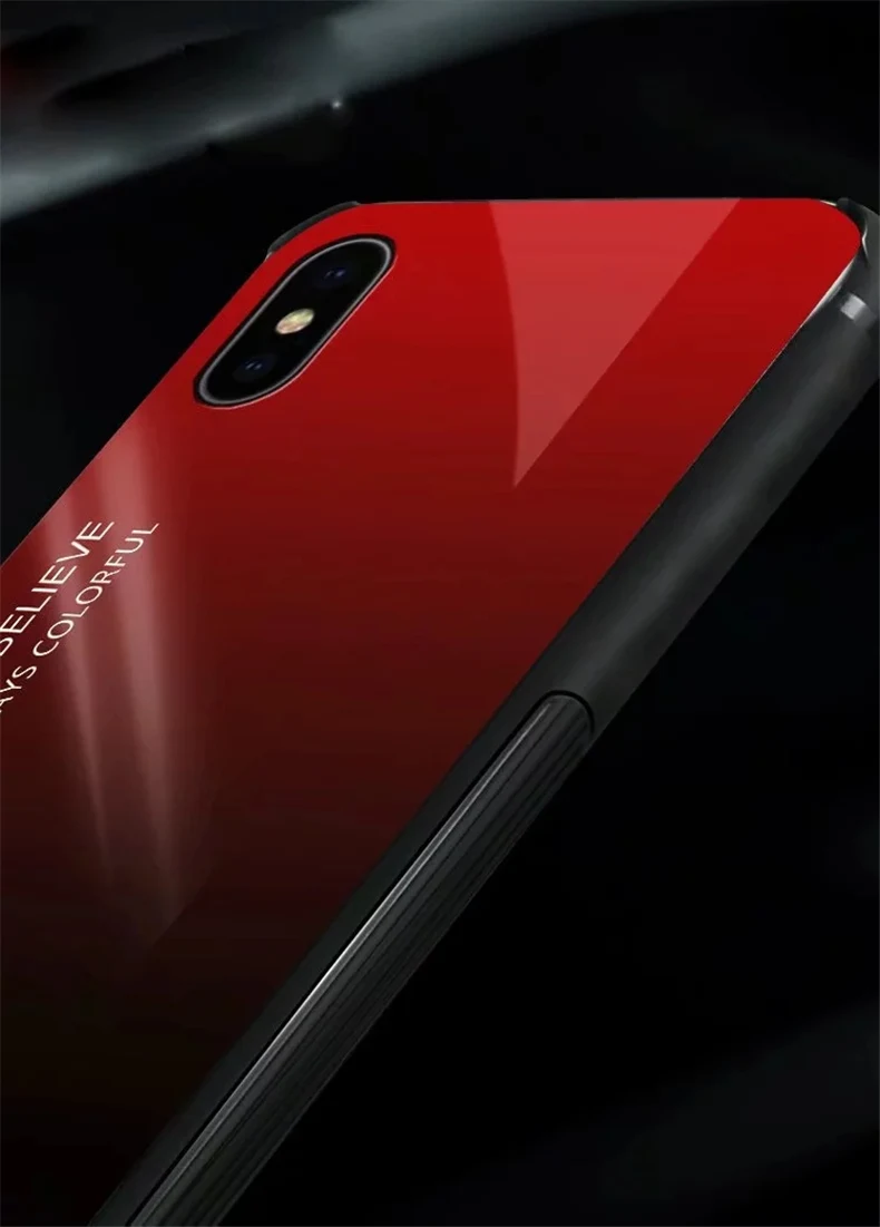 Противоударный чехол градиентного цвета для iPhone XR XS Xs Max, защитный чехол из закаленного стекла на 6 6S 7 Plus 8, силиконовый бампер X Shell