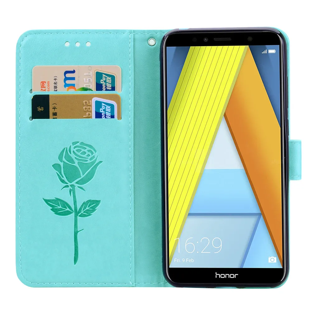 Чехол для Huawei Honor 7C кожаный чехол книжка с объемным узором в виде роз бумажник 7 C aum