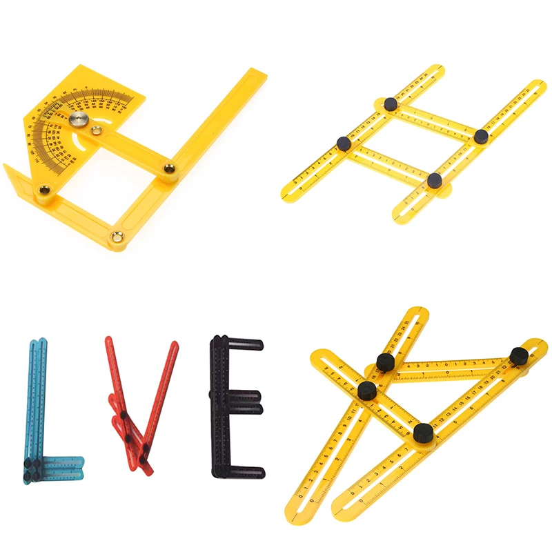 

Four-Sided Ruler Measuring Instrument Template Angle-izer Tool Mechanism Slides for Builders Handymen Craftsmen Engineers Gauges