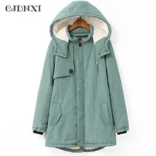 

Women Jacket Winter Parka 2017 Hooded Long Cotton Jackets Coat Long Sleeve Zipper Black Green High Quality Casual Coats Female