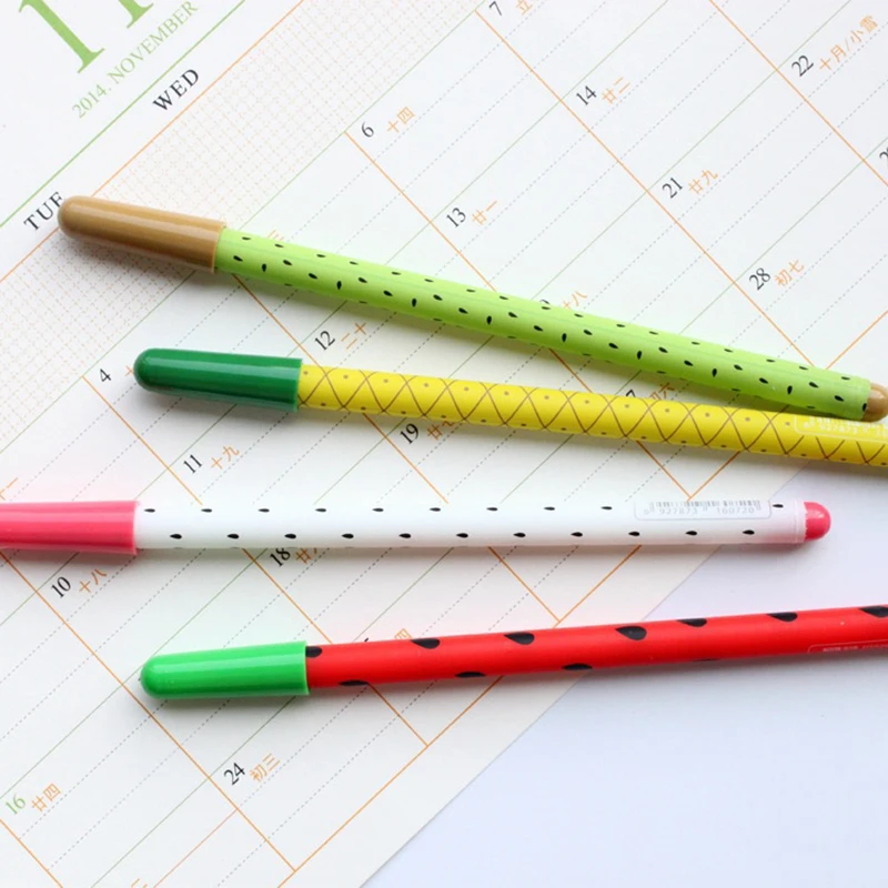 

4Pcs/Set 0.35mm Candy Colors Gel Pens Fruit Design Black Ink Writing Rollerball Pens Student Stationery Office School Supplies