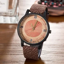 Новинка, деревянные ретро женские повседневные часы, брендовые винтажные кожаные женские кварцевые часы, модные женские часы под деревянное платье