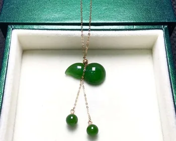 

18K gold inlaid Hetian jasper hoist clavicle chainJ66#
