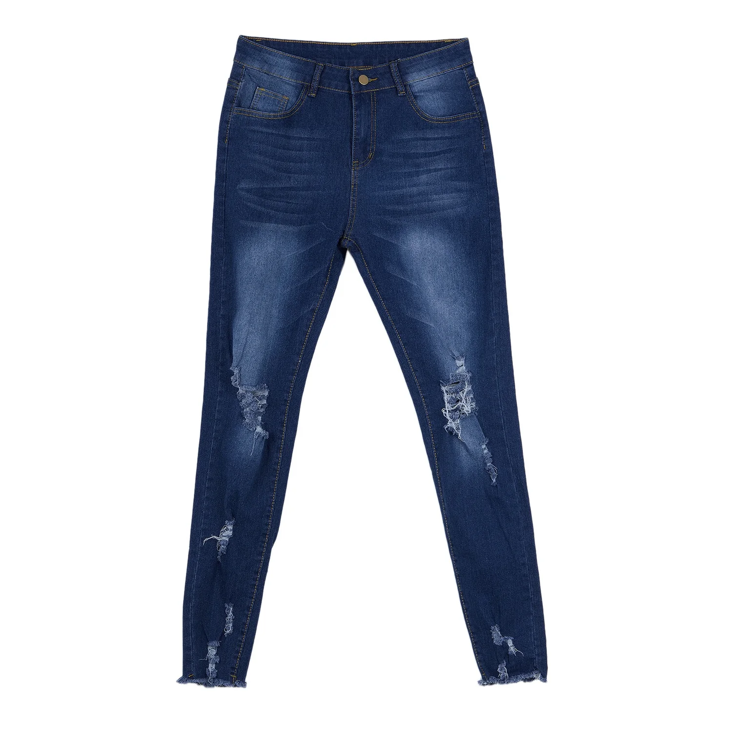 MYTL-Модные узкие джинсы с рваными коленками джинсы для Для женщин Slim Fit джинсы Уличная Удобная Повседневное узкие брюки