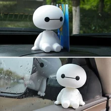 Мультяшный пластиковый робот Baymax, качающаяся голова, фигурка автомобиля, украшения для салона автомобиля, большой герой, кукла, игрушки для интерьера, аксессуары