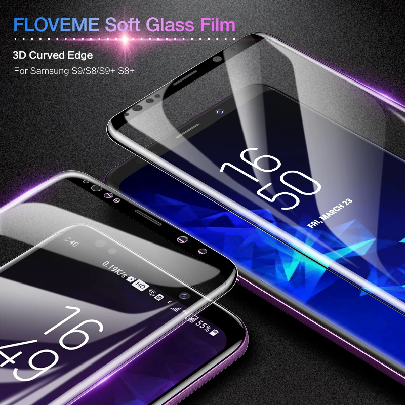 FLOVEME 3D изогнутое стекло для Samsung Galaxy S9 + HD Защита экрана S8 Plus очки Мягкая Ультра