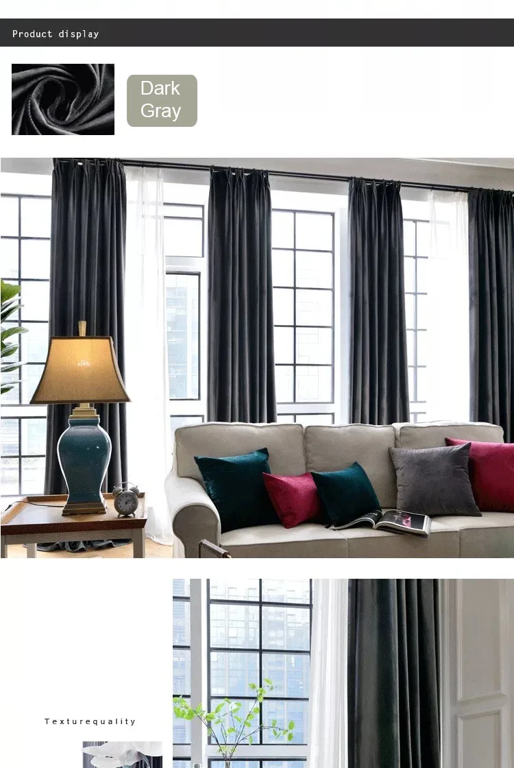 Роскошная бархатная затемненная занавеска для окон с высокой затенением, драпированная панель для гостиной, спальни, интерьера, домашнего украшения, однотонный цвет