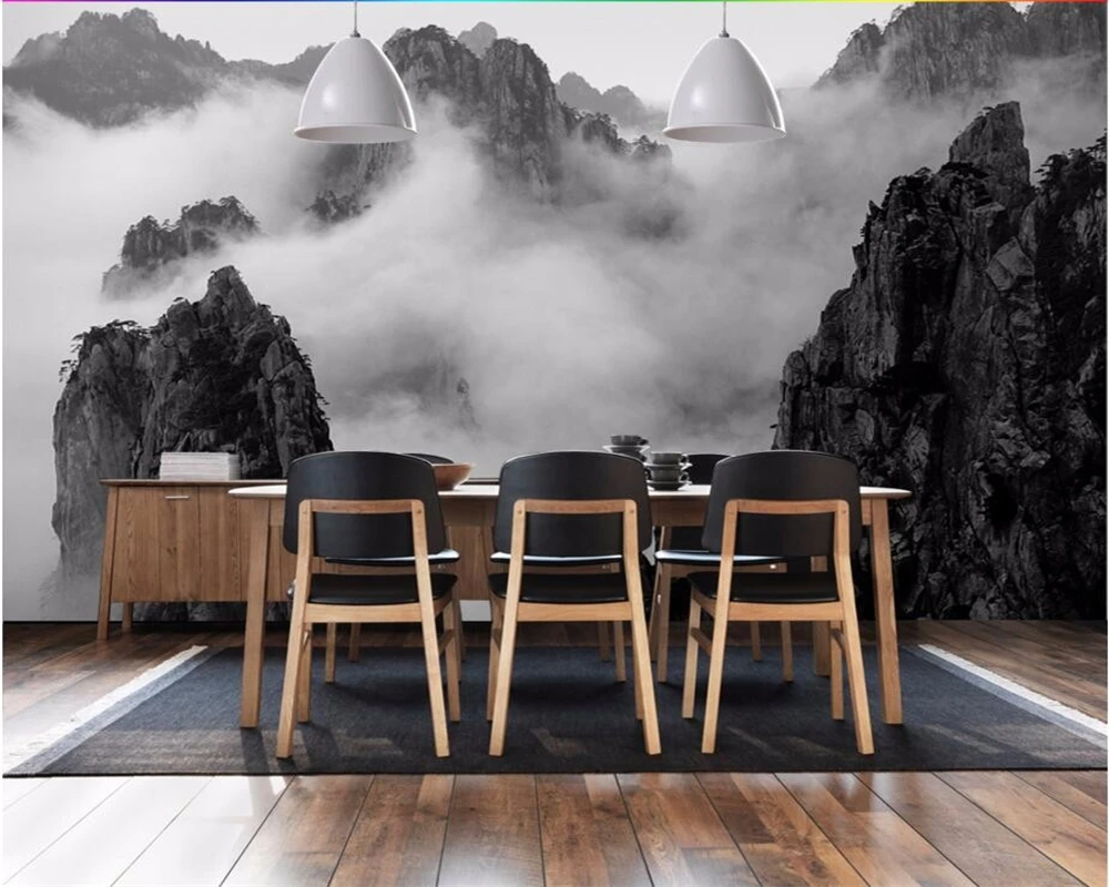 Beibehang カスタム写真の背景の壁紙 3d 黒と白クラウド黄山風景壁紙の背景の壁壁画 Sea Mural Custom Wallpaperpapel De Parede Aliexpress