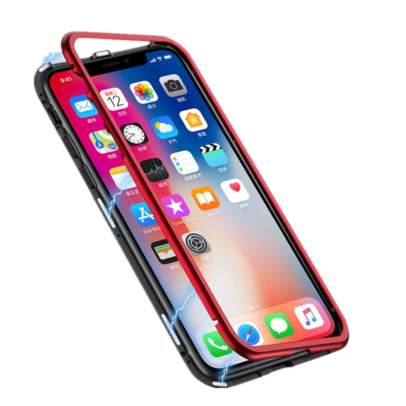 Магнитный адсорбционный чехол для телефона iPhone 8 из закаленного стекла 7