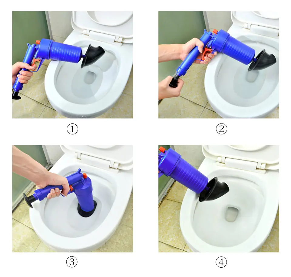 New High Pressure Powerful Manual Sink Plunger Home Air Drain Blaster PumpGunCleanerOpener Plastic Unclog Toilet Plunger 12