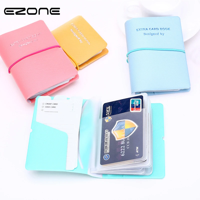 

EZONE PU Leather Card Holder Candy Color 24 Card Slots Large Capacity ID Credit Card Bag 9 Colors Note Holder Supply Stationery