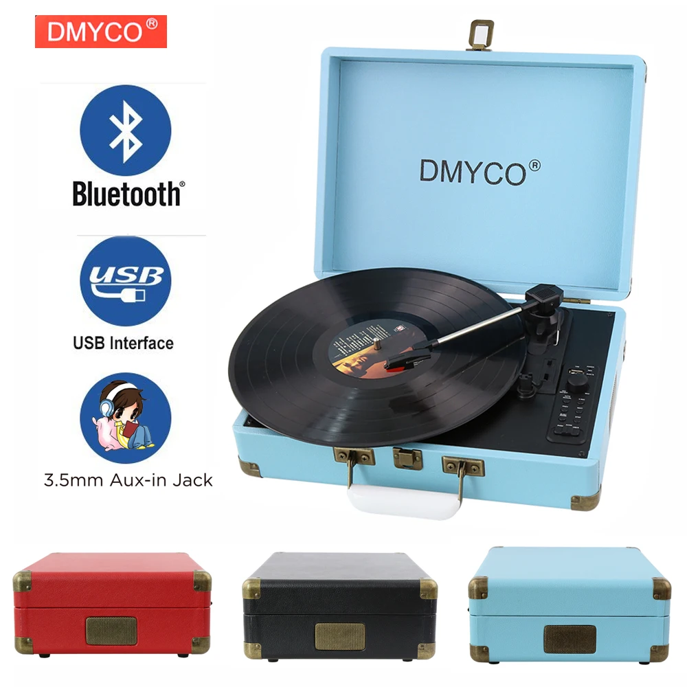

2018 Music Audio Bluetooth Portable 3-Speed Stereo Turntable Retro LP Vinyl Record Player Pre-Amplifier for CD Player/Speakers