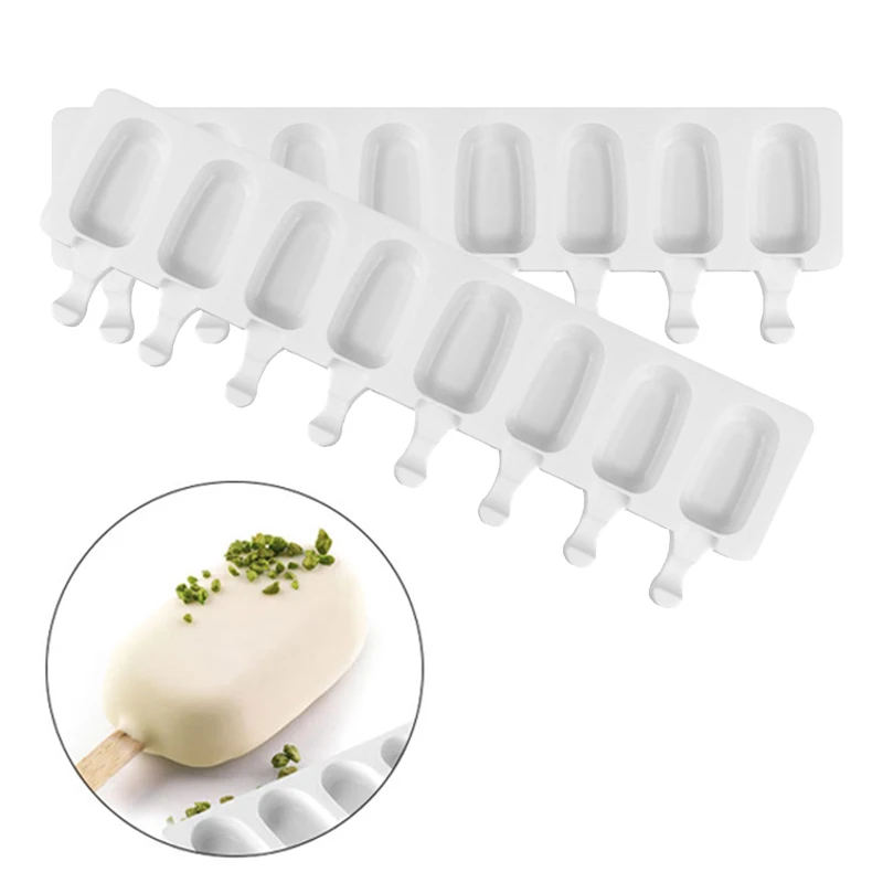 

8 Cavity Silicone Ice Cream Mold Juice Popsicle Molds candy bar Making Freezer Tool Children Pop Lolly Tray Ice Cube maker tools