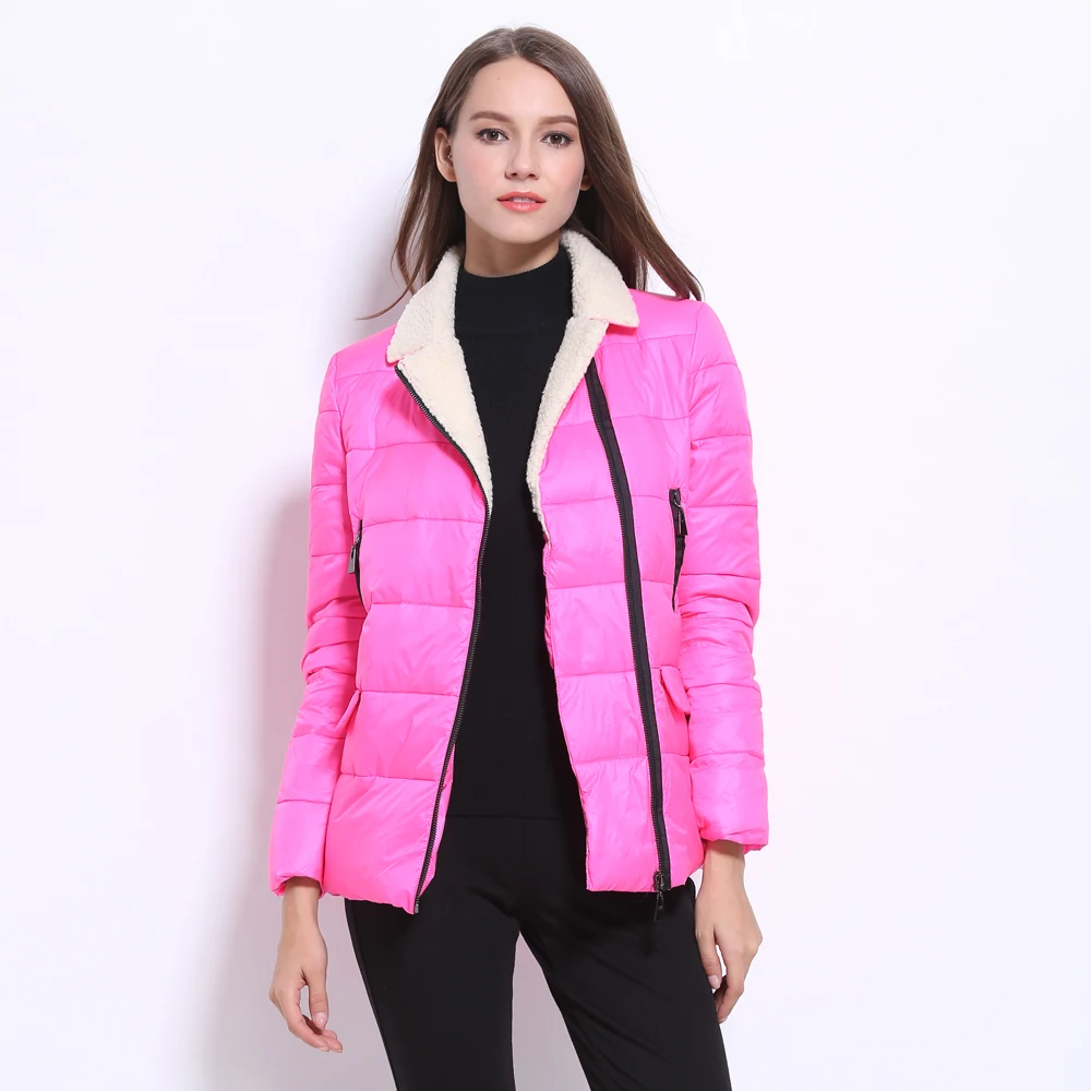

2018Outdoor Sports Windbreaker Winter Warm Coat Turn-down Collar Candy Colors high quality Down Jackets
