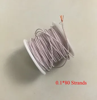 

0.1mm*80 Strands Polyurethane Enameled Copper Wire Multi-strand Litz wire Yarn wrap wire, Length about 20 meters/lot