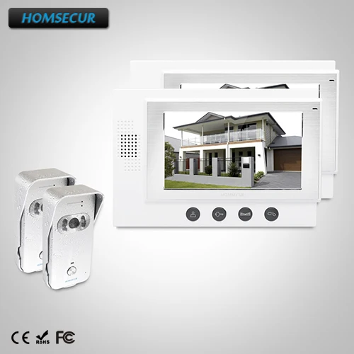 

HOMSECUR 7" Hands-free Video Door Entry Security Intercom+Dual-way Intercom: TC021-S Camera (Silver)+TM701-W Monitor (White)