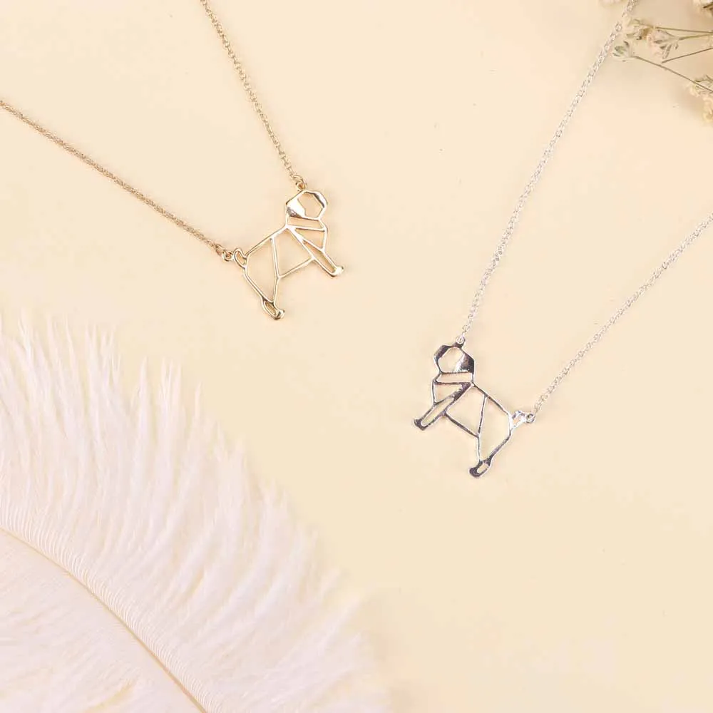 

Fashion Pug Shape Necklace Cute Dog Hollow Men Women Necklace Gold Sliver Color Lovely Animal Pendant Lovers Gift