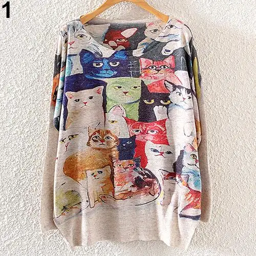 

Bluelans Women Girl's Owl Loose Sweater Batwing Sleeve Crew Neck Pullover Knitwear Long Sleeve for Gift