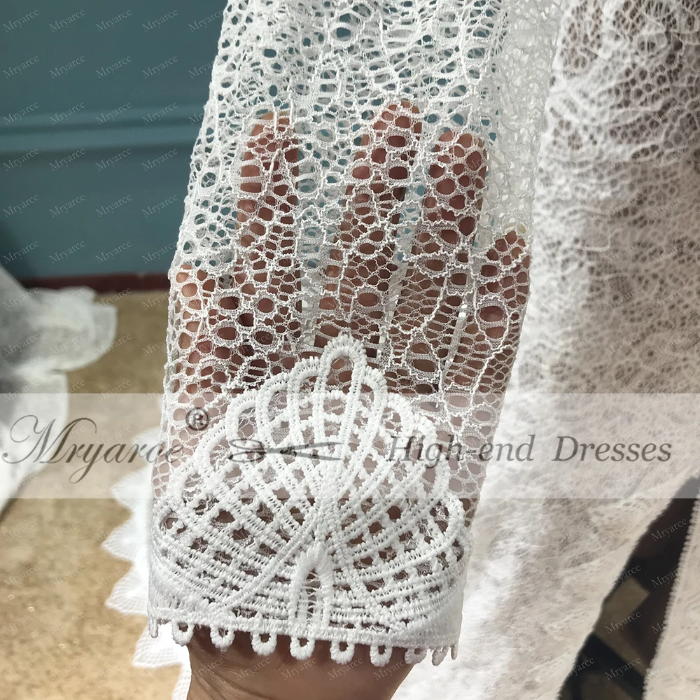 Mryarce уникальное кружевное с открытой спиной и v-образным вырезом для невесты свадебное платье с длинными рукавами с разрезом спереди шикарные свадебные платья