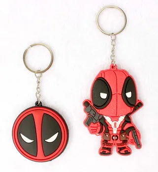 

Hero X-Men Deadpool Logo PVC Keychain Fashion Metal Pendant Key Chain (20pcs Lot Size:5.5-8cm)