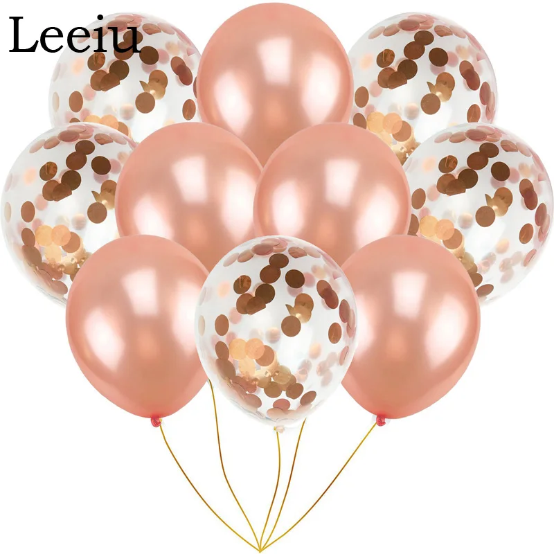 

Leeiu 10 Pcs Rose Gold Cofetti Balloons Bridal Shower Wedding Decor Latex Balloons Happy Birthday Balloon Party Supplies