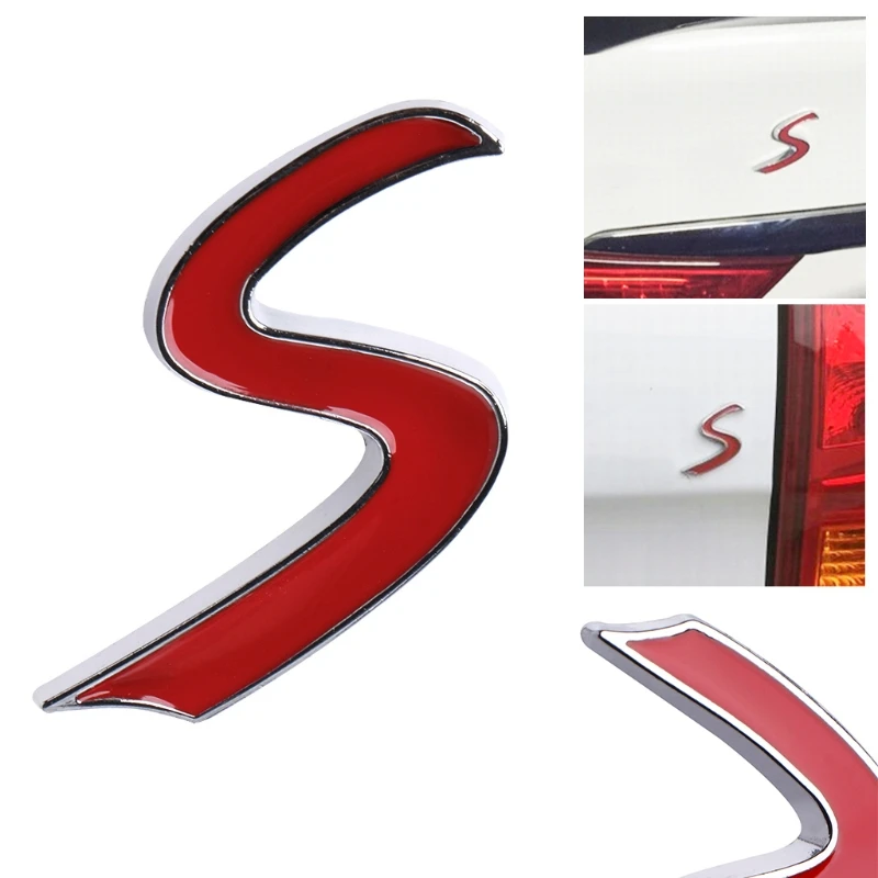 

Chrome Metal Red S Car Tail Emblem Badge Decal Sticker For BMW Mini Cooper