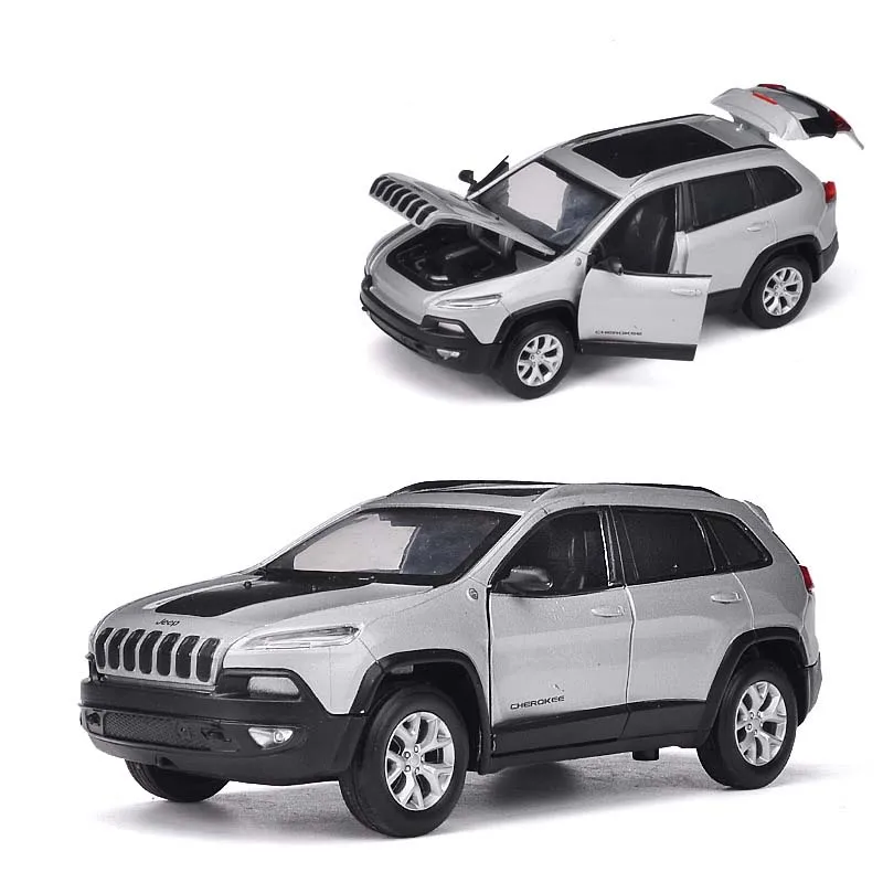 1:32 джип Grand Cherokee SUV алюминиевые модели автомобилей игрушка оттяните назад Звук Свет Литье под давлением автомобиль игрушки для детей подарки на день рождения - Цвет: Серебристый