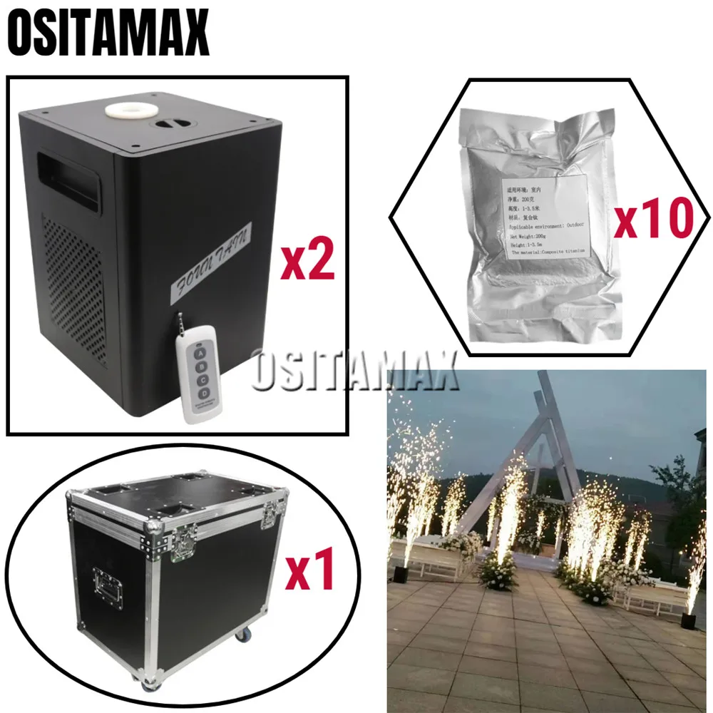 

2pcs+flycase with 10 TI powder DMX Control 400w Eletric Firework Sparkler Cold Fountain Wedding Stage Cold Fireworks Machine