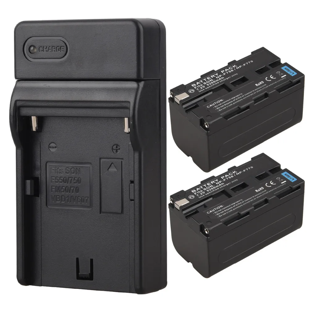 2 шт. 7,2 в 5200 мАч литий-ионная Замена батареи цифровой камеры с USB зарядное устройство для батарея для Sony NP-F750 NP-F770 батарея для камеры