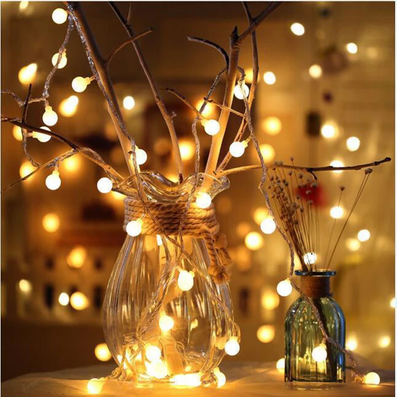 

1.5M 3M Fairy Garland LED Ball String Lights Waterproof For Christmas Tree Wedding Home Indoor Decoration AAA Battery Powered