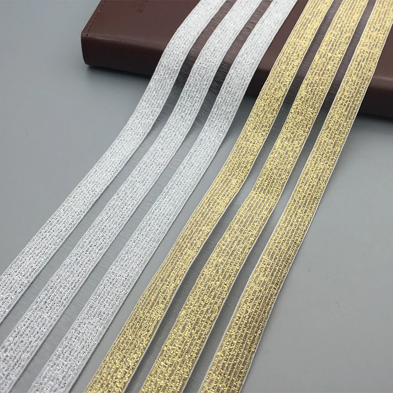 

Silver Gold Elastic Bands 50mm Widened Breathable Stripe Syle Yarn Waist Band Clothes Sewing Decoration Stripe Elastic Band 1M