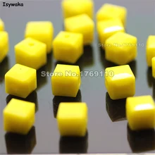 Isywaka 100 шт негиалиновые желтые квадратные 6 мм Австрийские хрустальные бусины стеклянные бусины Свободные разделительные бусины для изготовления ювелирных изделий своими руками