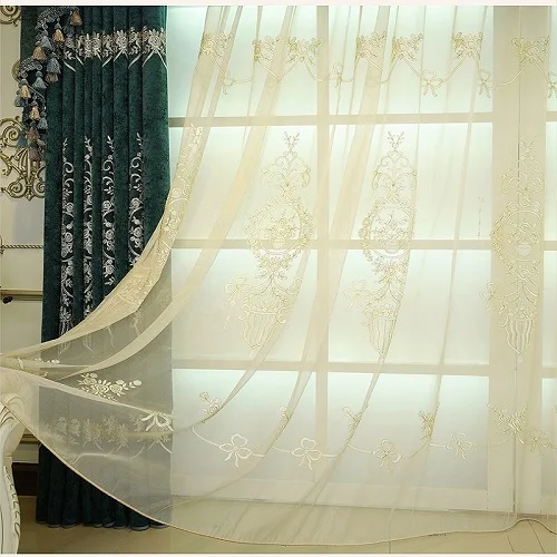 Европейская роскошная Высококачественная затемненная занавеска для гостиной виллы, занавески для французского окна и кухни - Цвет: tulle curtain 1
