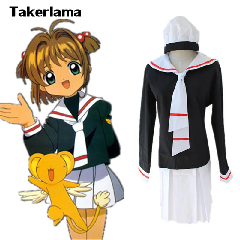 Anime Card Captor Sakura Girl Sailor School Uniform Cosplay Costume With 