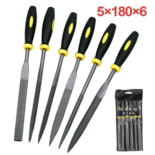6pcs Mini Wood Rasp Assorted Files Set Carpentry Filing Tool 5x180mm