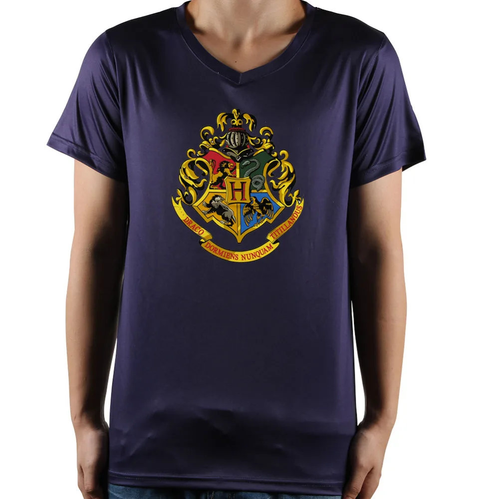 Top Quality Men V Neck T Shirt Harry Potter Hogwarts Print Casual