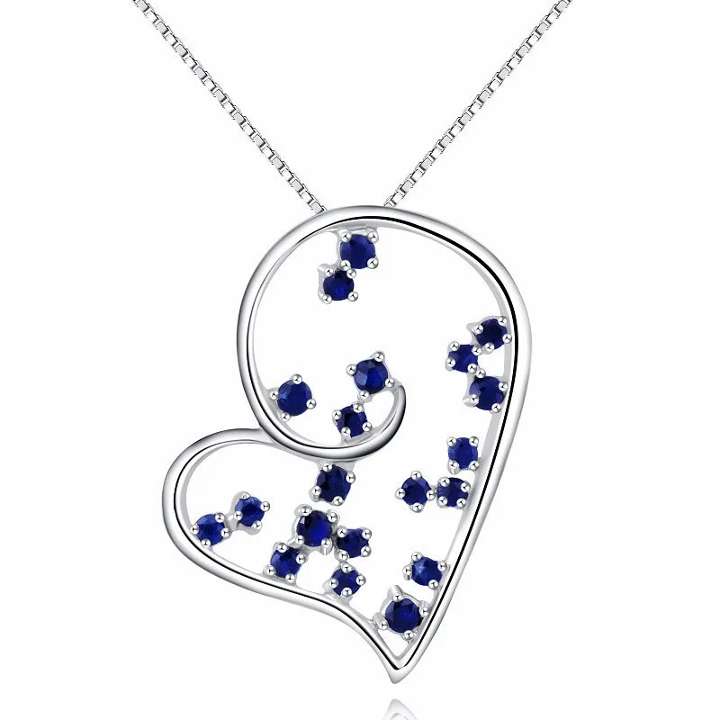 

Blue Natural Sapphire Heart Gift 925 Sterling Silver Pendant