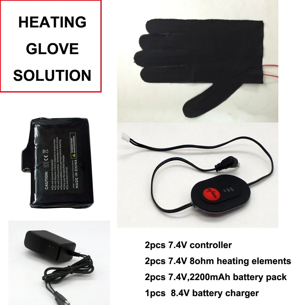Buy Heated glove best solution for 7.4V including 7.4V 2200MAh batery pack