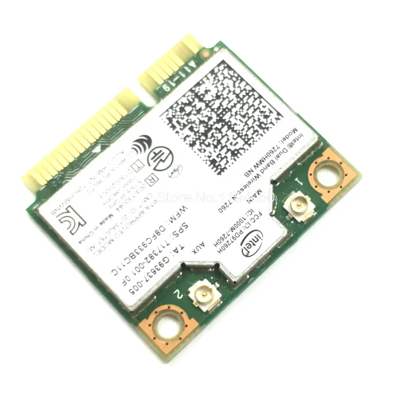 Беспроводная Wifi карта Двухдиапазонная Intel 7260 NB 7260HMW Mini PCI-E 300 Мбит/с 802.11N 2,4G/5 ГГц для ноутбуков 7260NB