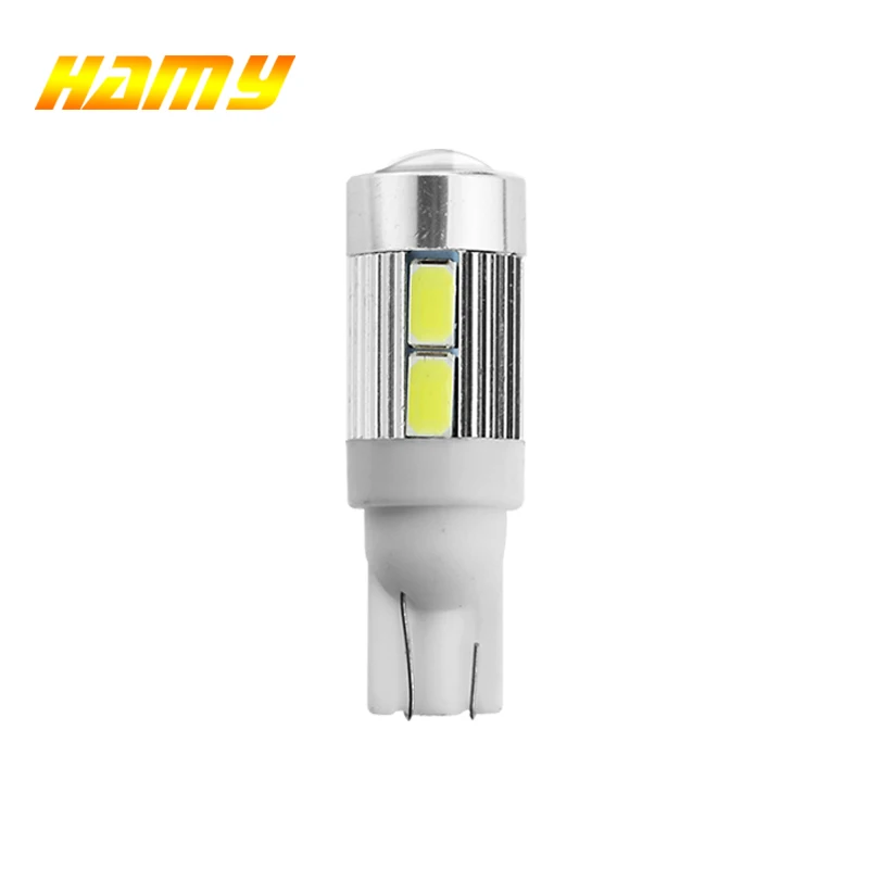 1x T10 W5W светодиодный лампы для автомобилей Интерьер светильник 12V 5630 10SMD белый номерного знака, на танкетке, с боковой 5W5 светодиодный сигнальная лампа 192 168 желтый